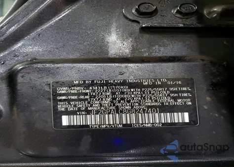 2016 Subaru Crosstrek Limited z USA, uszkodzony, nr VIN JF2GPALC8G8247401